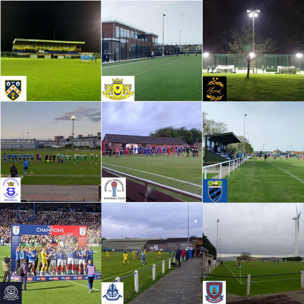 April #adventures on the road and visits enjoyed at, @doughboys_wtfc @MONEYFIELDSFC @FcHarvest @usportsmouthfc @RothwellCFC @LittleOakleyFC @Pompey @LiskeardAthlet1 @LauncestonAFC #GreatClubs #Winners #Champions ..with the @EFL and a @NonLeagueCrowd Many thanks to All 👏