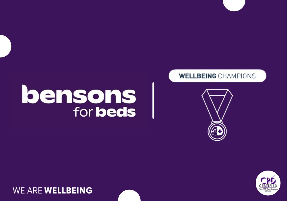 We're excited to be launching workplace Wellbeing Champions 🏅  today with the team at Bensons for Beds 🛏️ 

Another brilliant organisation taking a proactive approach to health & wellbeing at work.  

lnkd.in/dfRZbtZ #WellbeingChampions #WellbeingAtWork