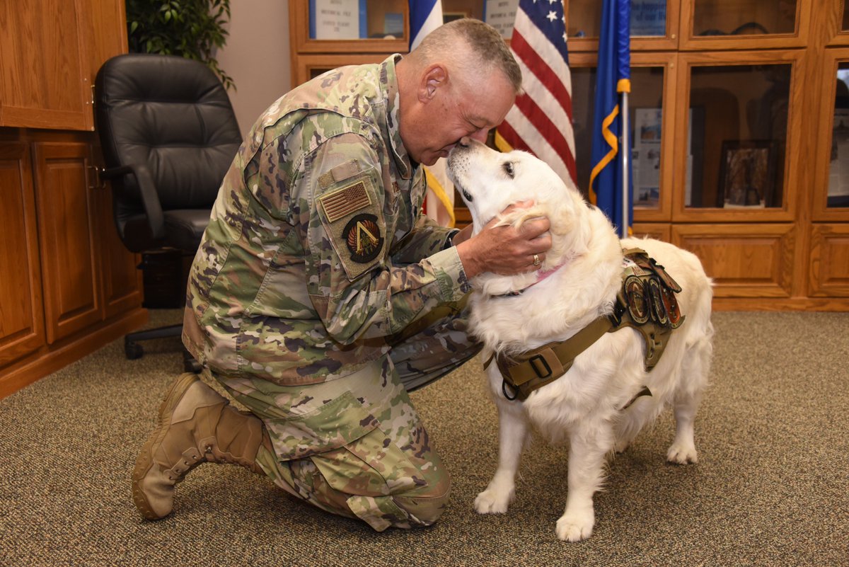Reunited at Last 🐾 While Chaplain Lt. Col. Peters was deployed to Qatar last fall, his dog, Adele, continued her duties as the @185ARW's morale support dog. This week, the pair have reunited after six months, which felt much longer in dog years.🐕‍🦺 🔗ngpa.us/29486