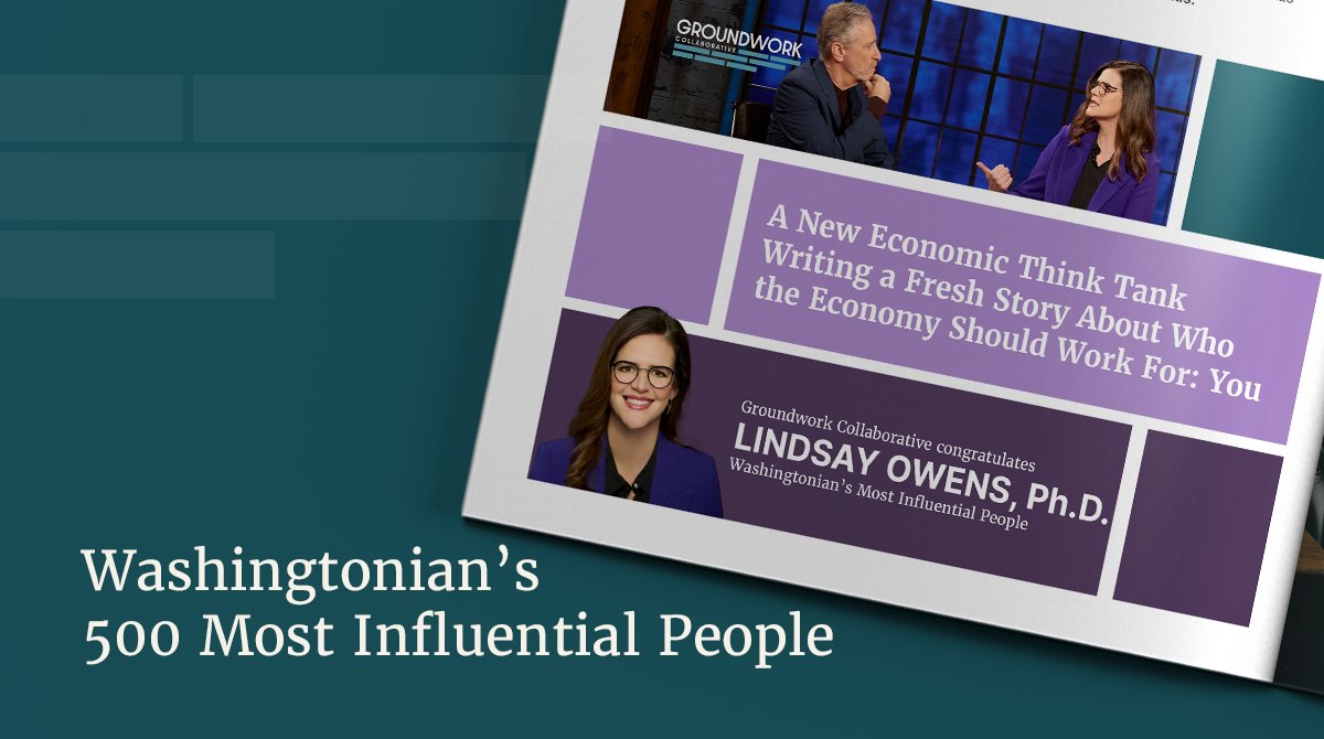 Congratulations to @owenslindsay1 on being recognized by @washingtonian as one of DC's Most Influential People of 2024 in Economic Policy! Her talent & vision for building a stronger, fairer economy keep us going every day. Read more & see the full list: washingtonian.com/2024/05/02/was…