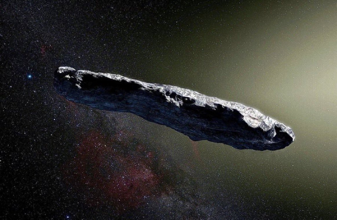 ʻOumuamua’ is the first interstellar object discovered traveling through our solar system. This elongated astronomical vagabond is mysterious in nature. Due to its unknown origin, peculiar shape, and an unexpected change in speed, some people have speculated that it’s alien tech.