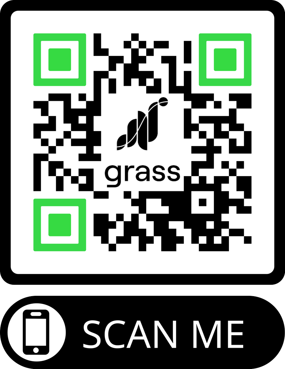 Recently, I found out I could potentially get paid for unused internet by 
@getgrass_io

Simple Steps to Follow:

1. Scan the QR code 
2. Sign up / Install Chrome extension
3. Stay connected, earning Points

#TouchGrassChallenge
