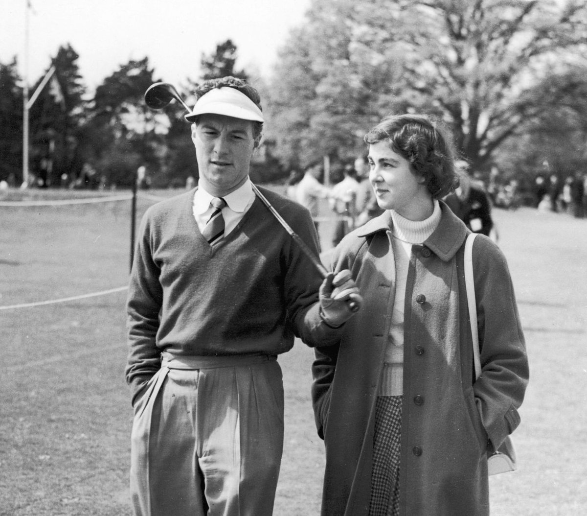 Peter Thomson with his first wife Lois Brauer at Sunningdale in 1952 -