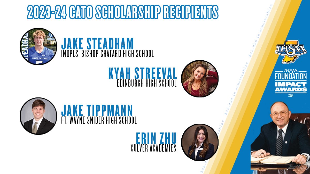 We are excited to honor our 4th group of Cato recipients at the upcoming Impact Awards! Celebrate their accomplishments by texting ImpactStars to 317-943-9030 to send a note. @BCHSAthletics | @Eburghathletics | @SniderAthletics | @CulverAthletics