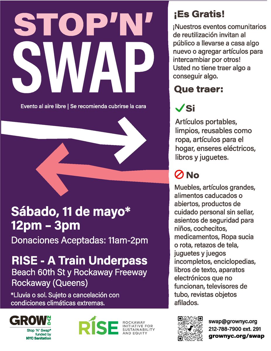 Ready to swap and shop sustainably? Join us for the next GrowNYC Stop ‘N’ Swap event! ♻️ Dive into a treasure trove of pre-loved goods, all waiting for a new home. Whether you’re hunting for clothing, books, kitchenware, or more, there’s something for everyone! ✨Saturday, May…