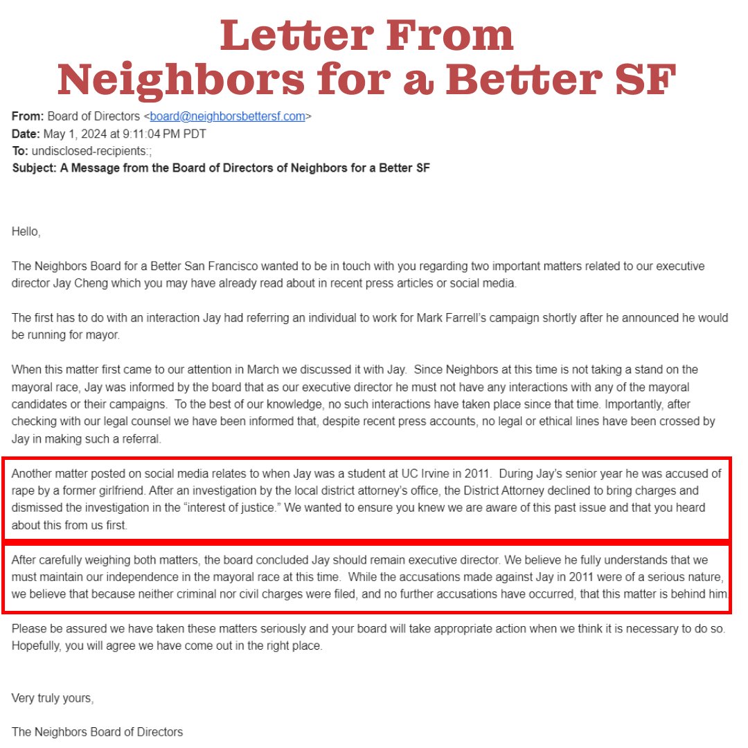 PhoenixProjNow's tweet photo. Neighbors for a Better San Francisco’s Executive Director, Jay Cheng, stepped down from UC Irvine’s Board of Regents in 2011 after the Office of Student Conduct found him guilty of “unwanted touching” and denied his appeal. https://t.co/Gegx2kDdzx