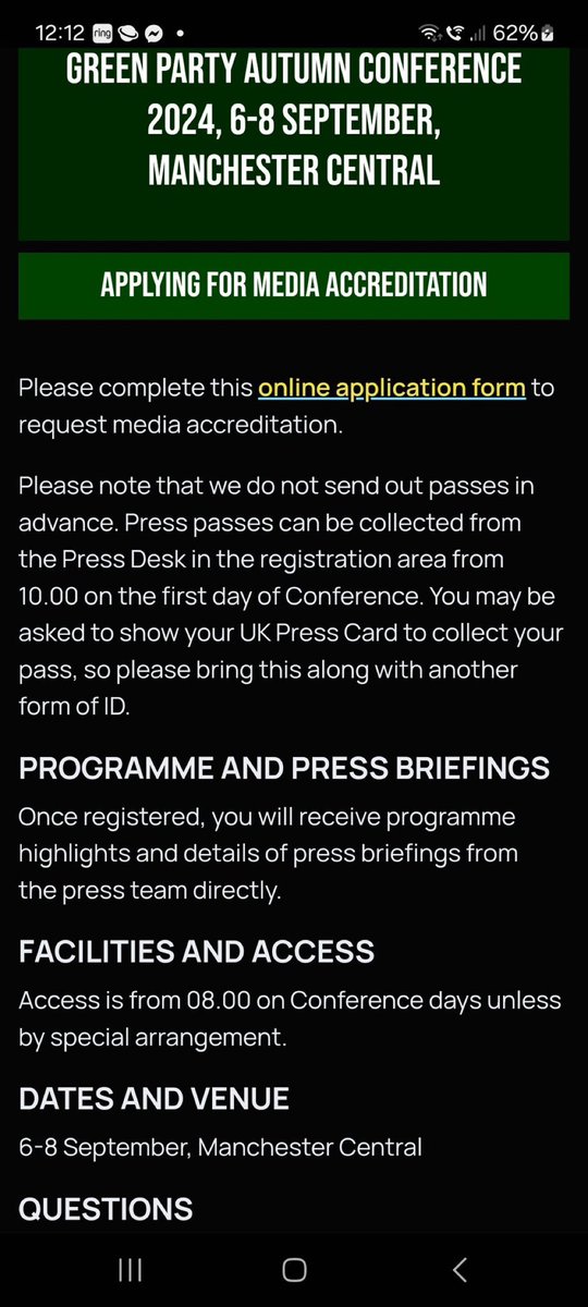 @CarolineLucas Press attending the Green Conference this year need their UK Press Card AND ANOTHER FORM OF ID !!!!