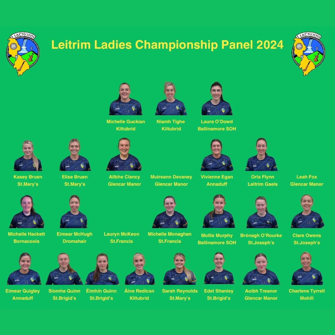 Leitrim LGFA sponsor a player 🟢🟡
@LeitrimLGFA 

Check out the 2024 Leitrim Ladies panel and sponsor a player for their championship campaign ⬆️

Best of luck to St Mary’s players Elise, Kasey and Sarah for the Championship 💙🤍