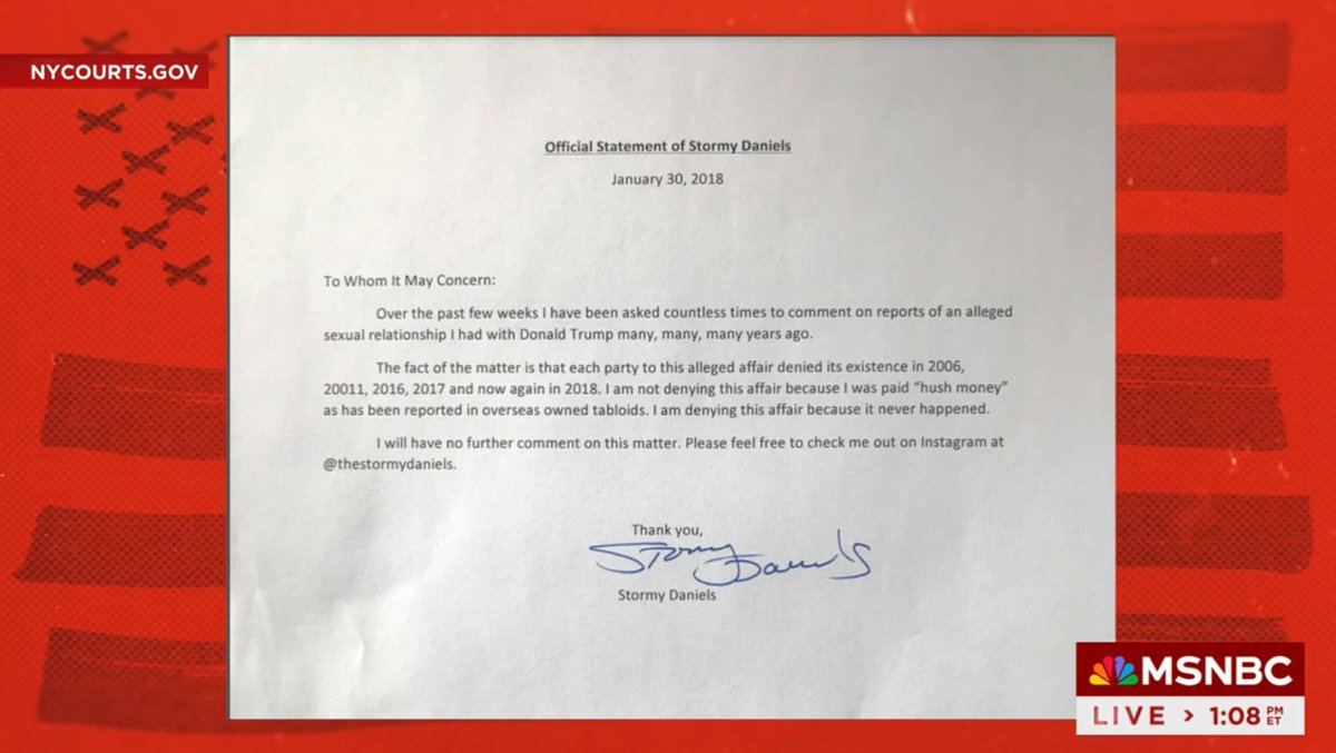 Trump had Stormy Daniels sign this letter denying she had ever had an 'Affair' With Trump, according to Stormy was true. She never had a ' Romantic Affair' with Trump she had a 'Sexual Encounter' with Trump after Trump said he could get her on Apprentice Show for some Sex 🙄