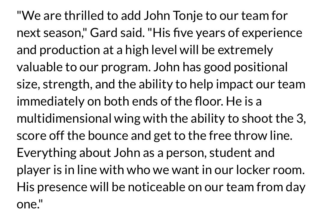 John Tonje has officially signed with the Wisconsin basketball program. Comments from Greg Gard: #Badgers