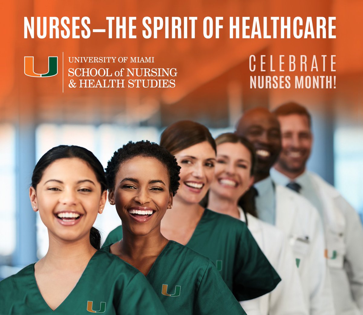 IT'S NATIONAL NURSES MONTH!  From the front lines to the endless care and compassion, nurses make our world a healthier, happier place. Let us honor these incredible individuals who work tirelessly to heal and comfort. Thank you, nurses, for all that you do! 🧡🙌🏻💚 #UMiamiNursing