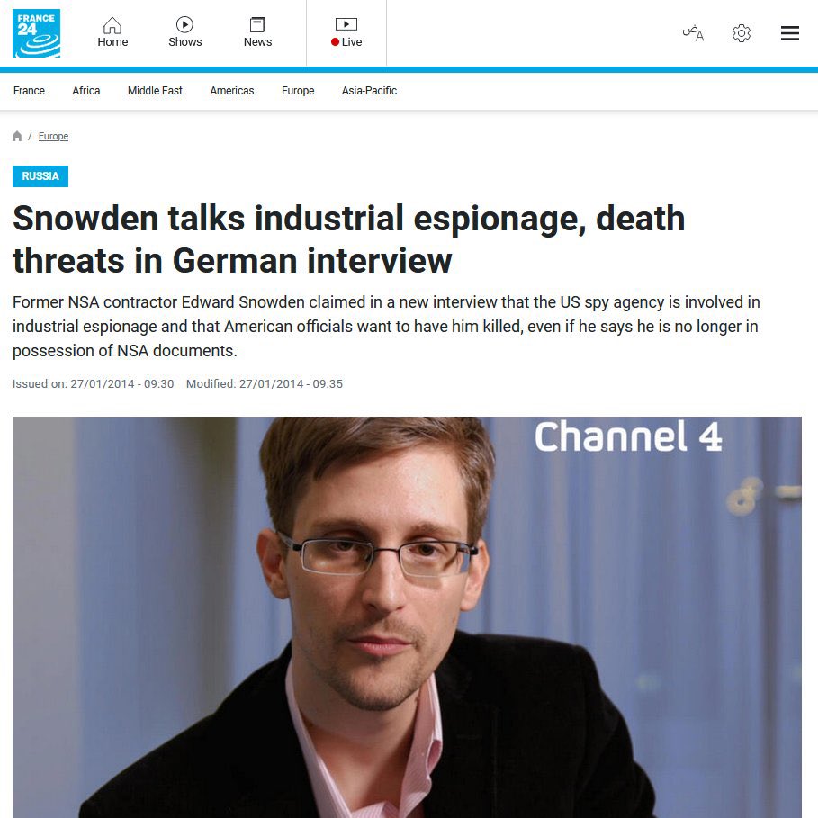 Seipel führte das 1. Fernsehinterview mit dem NSA-Whistleblower Edward Snowden, das im Januar 2014 im ARD ausgestrahlt wurde. Snowden war auch in Glenn Greenwalds Dokumentarfilm 'Citizenfour' von 2014 zu sehen:
11/17
x.com/p_kallioniemi/…