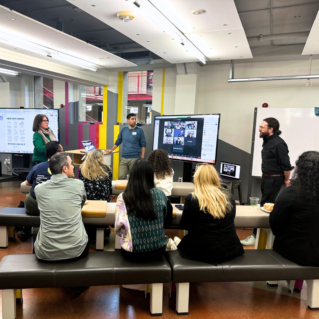 Read more about 'Designing for Democracy: Election Administration,' a course offered last quarter at the d.school, and a recent meeting of students, the teaching team, and members of the Coalition of Bay Area Election Officials. bit.ly/3Qv3z1b @SCCgov