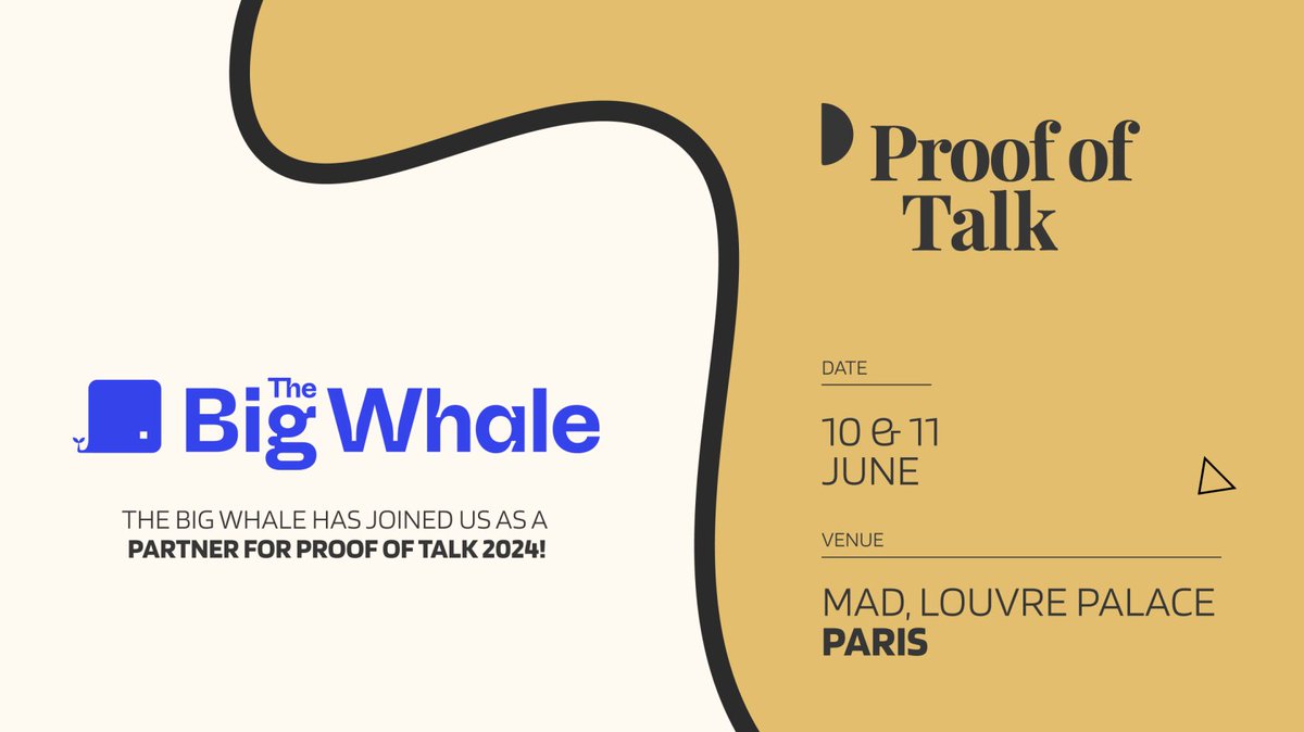 ⭐️ @proofoftalk is returning to Paris this year, and The Big Whale is a Media partner again! This conference provides a platform for entrepreneurs and investors to come together and advance the crypto industry 🚀 See you on June 10 and 11 in Paris at the Musée des Arts…