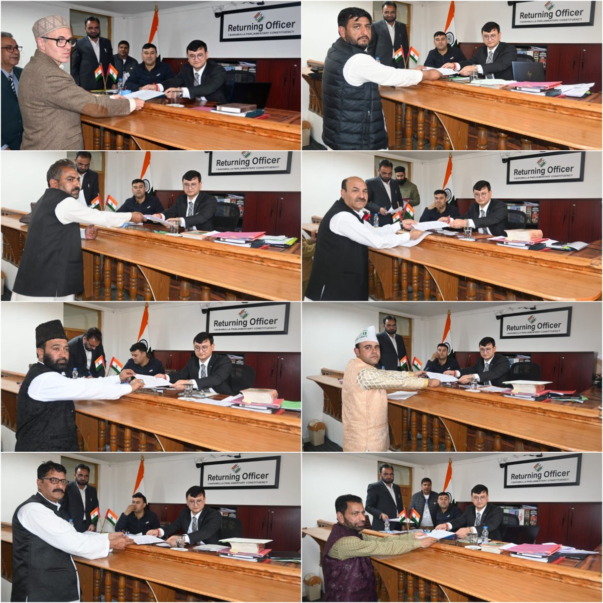 Nine more candidates filed their nomination papers today at the office of the Returning Officer (RO), 1-Baramulla Parliamentary Constituency, Minga Sherpa, to contest the General Lok Sabha Elections-2024 from 1-Baramulla Parliamentary Constituency. #LokSabhaElections2024