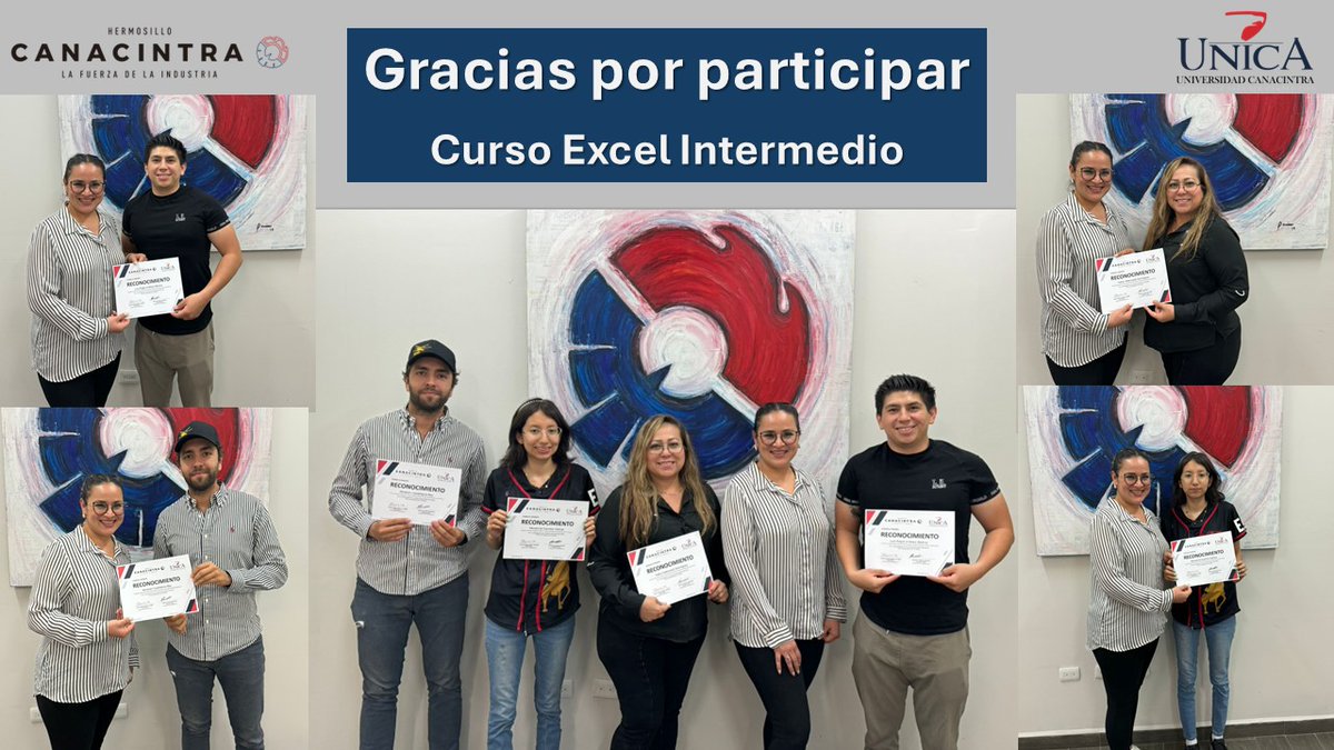 ¡Gracias por participar en el Curso de Excel Intermedio! 💼 #UNICA #CANACINTRAHmo.