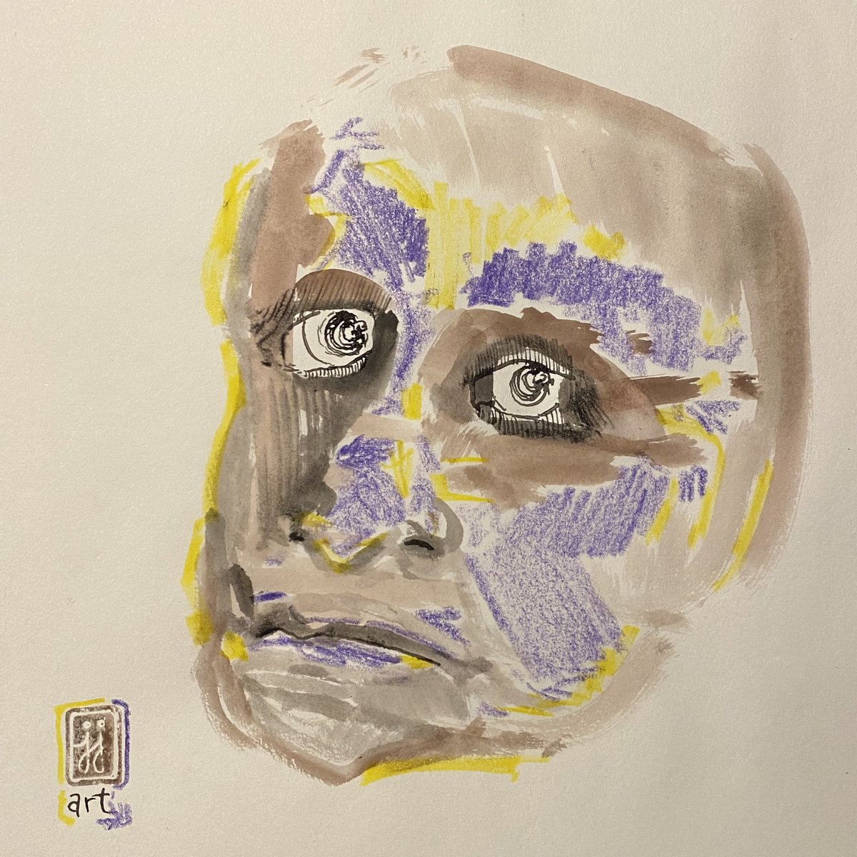 Unself Portrait 
- ink, watercolour, marker, crayon

#jjart
#makeARTeveryday