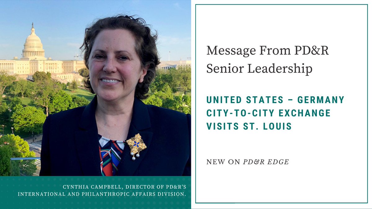 In the Leadership Message, Cynthia Campbell, director of PD&R's International and Philanthropic Affairs Division, discusses the latest meeting with HUD’s German counterpart as part of an ongoing partnership. Read more on HUD User’s #PDREdge: tinyurl.com/y97uw4hv