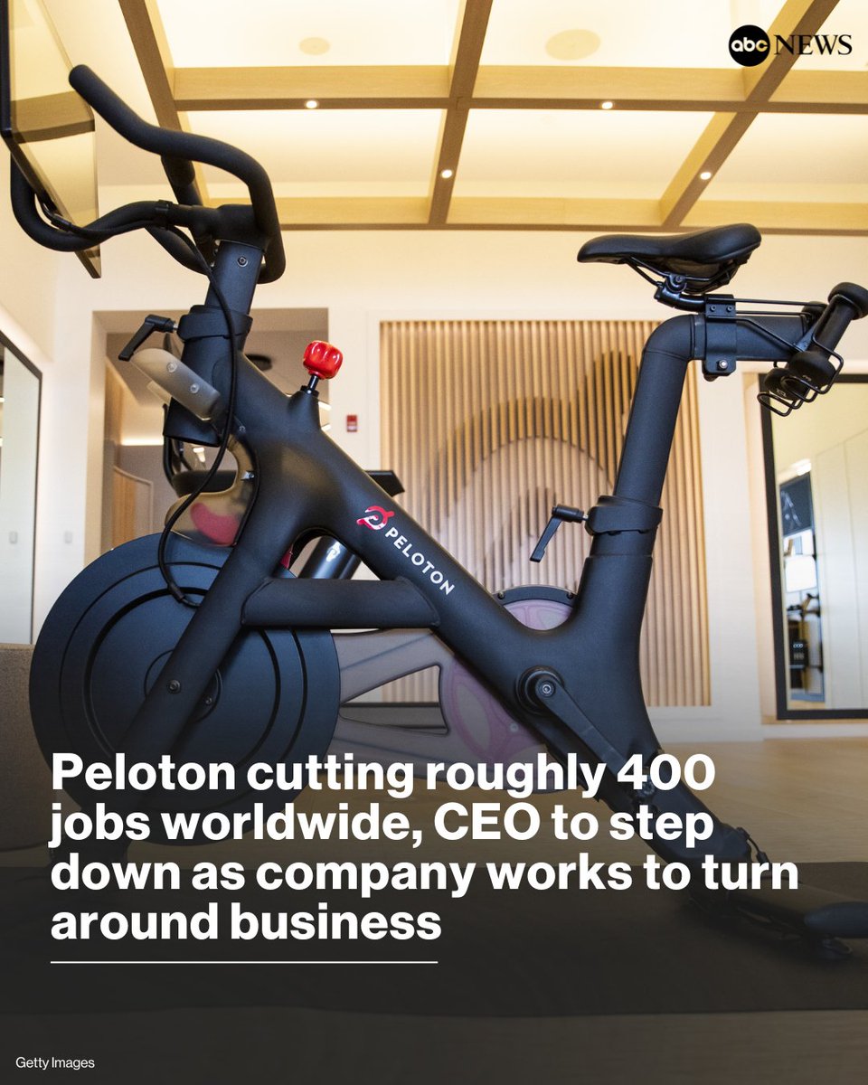 Peloton is cutting about 400 jobs worldwide as part of a restructuring effort — and its CEO Barry McCarthy is stepping down after two years — as the company continues to work on turning around its business. trib.al/vWDVHtD