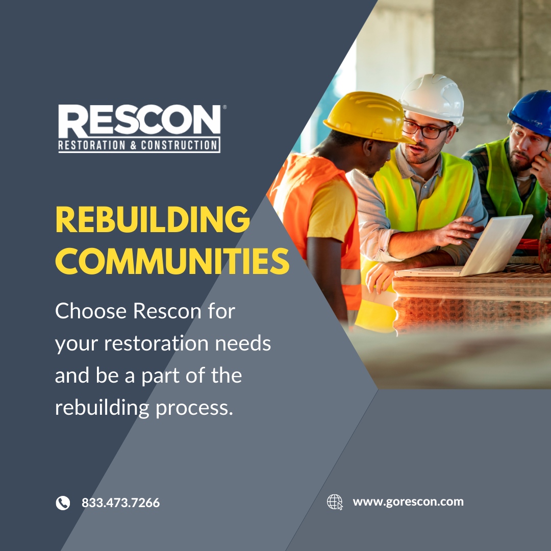 We're more than a restoration company; we're community builders. 

Working hand in hand with local groups, we support neighborhoods in their journey to recovery. 

Let's rebuild together. 🤝

#ResconCares #CommunityRecovery #RebuildStronger #TogetherWeRise