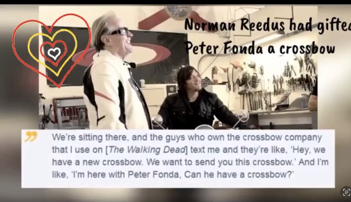 Not only did Norman Reedus ride with “The” Easyrider Peter Fonda he gifted him a bow and arrow !!! @wwwbigbaldhead #normanreedus His heart ❤️ #peterfonda #easyrider