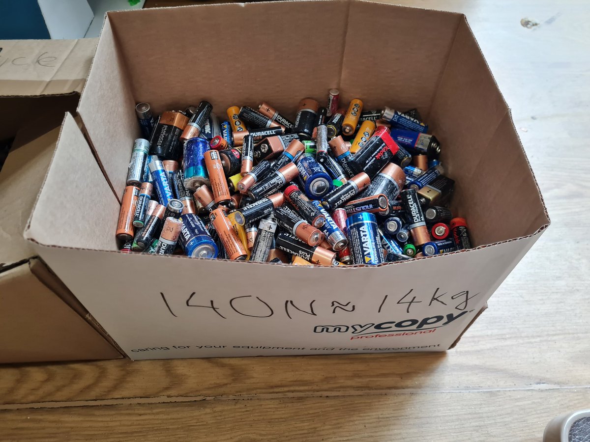 Our battery collection has been a success:) 55kg of batteries recycled so far! @EcoSchools @LetsGo_Zero