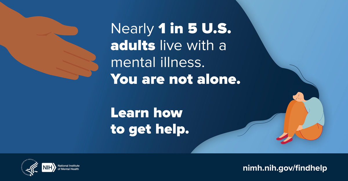 May is Mental Health Awareness Month. 1 in 5 adults face mental illness annually. Remember, you're not alone. Visit NAMI or NIMH for info, and if you need support or want to discuss mental health, reach out to UDC's Counseling and Wellness Center. #MentalHealthAwarenessMonth