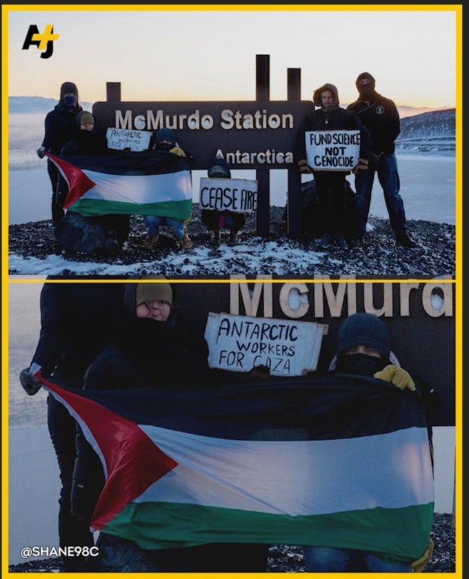 Antarctica joins in solidarity action for Gaza.

In a historic event, six continents protested the genocide in #Gaza 🇵🇸

#FreePalestine
#SahabatPalestina_ID 
#ForeverPalestine