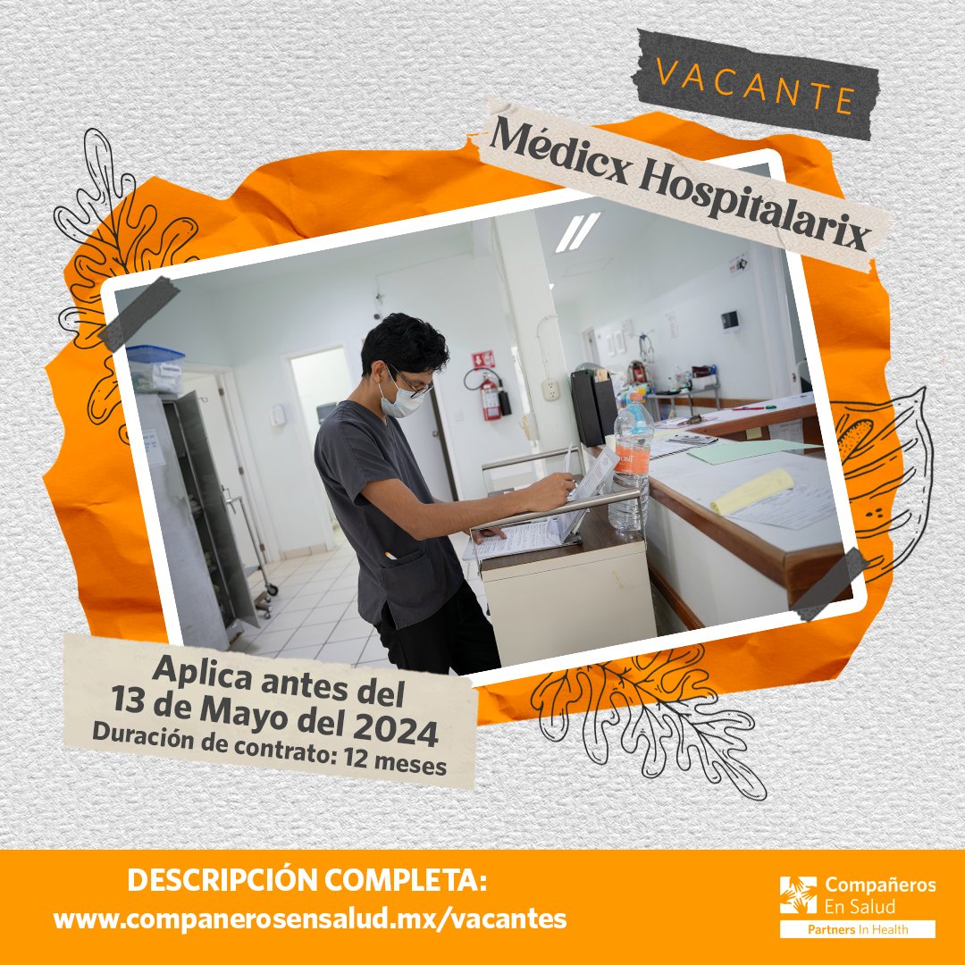 #Vacante | Únete a nuestro equipo como médicx hospitalarix.🩺 Más información y postulación aquí 👇: companerosensalud.mx/vacante-mdicx-… ⚠️ ¡Tienes hasta el 13 de mayo para postularte!