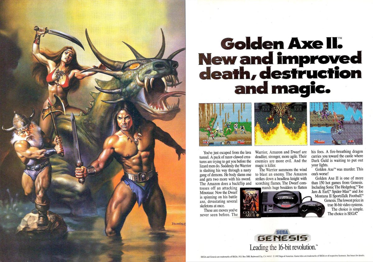 Too bad the Golden Axe animated show won’t even be as good as this Golden Axe II print ad.