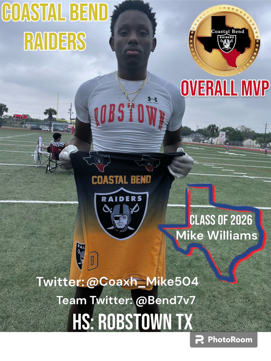 Mike Williams 
Class of 2026
Position: RB/Ath
School: Robstown High School 
Congrats Mike. Keep on putting on a show! @coastalbendraiders @Coaxh_Mike504  @LSUfootball  @TXHSFBRecruits @CTxhsfb @ChrisThomasson7 #TXHSFB