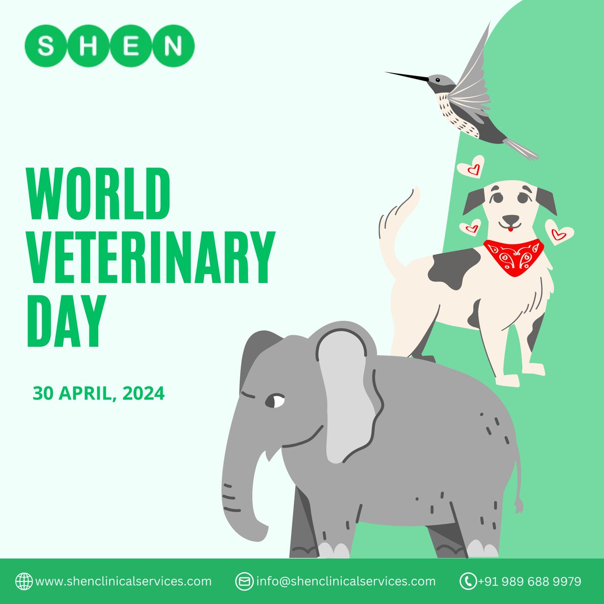 🐾 Celebrating the heroes of animal health on #WorldVeterinaryDay! From pets to wildlife, veterinarians make a paw-sitive impact every day. Let's show some love to those who keep our furry friends happy and healthy! 🐶

🐶🐱🐰 #AnimalHealth #Gratitude #ShenClinicalServices