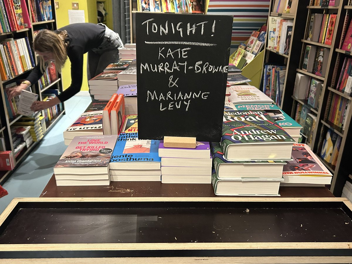 Thank you @pagesofhackney for a wonderful evening with Kate Murray-Browne discussing her new Hackney-set novel One Girl Began with @MarianneLevy. Before and after photos of the stock table!