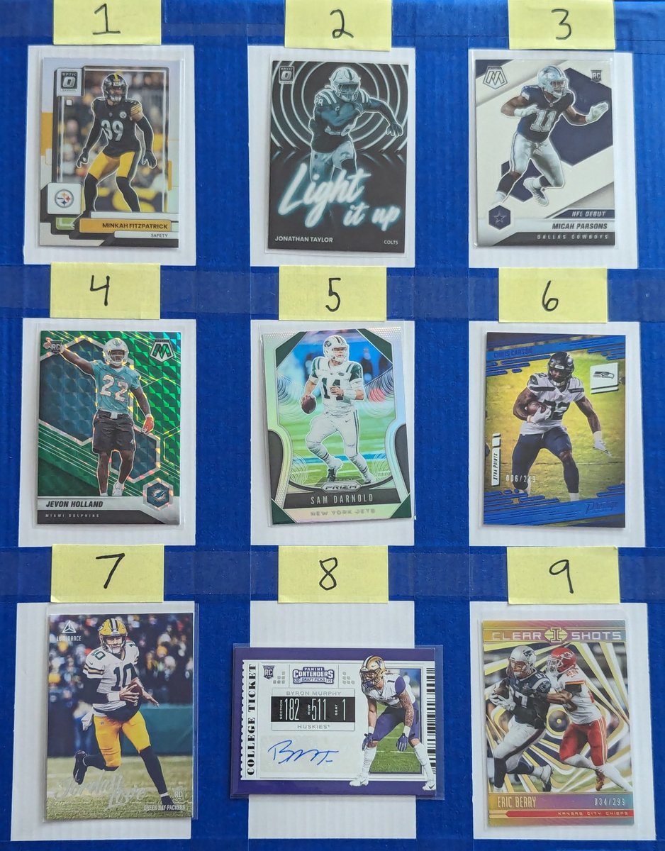 Day 3 | Post 11 -- $1/each 1 is silver 5 is silver 6 is /249 9 is /299, acetate Claim by number. See pinned for shipping. Sale ends 5/4 #UniqueStacksMay #Football
