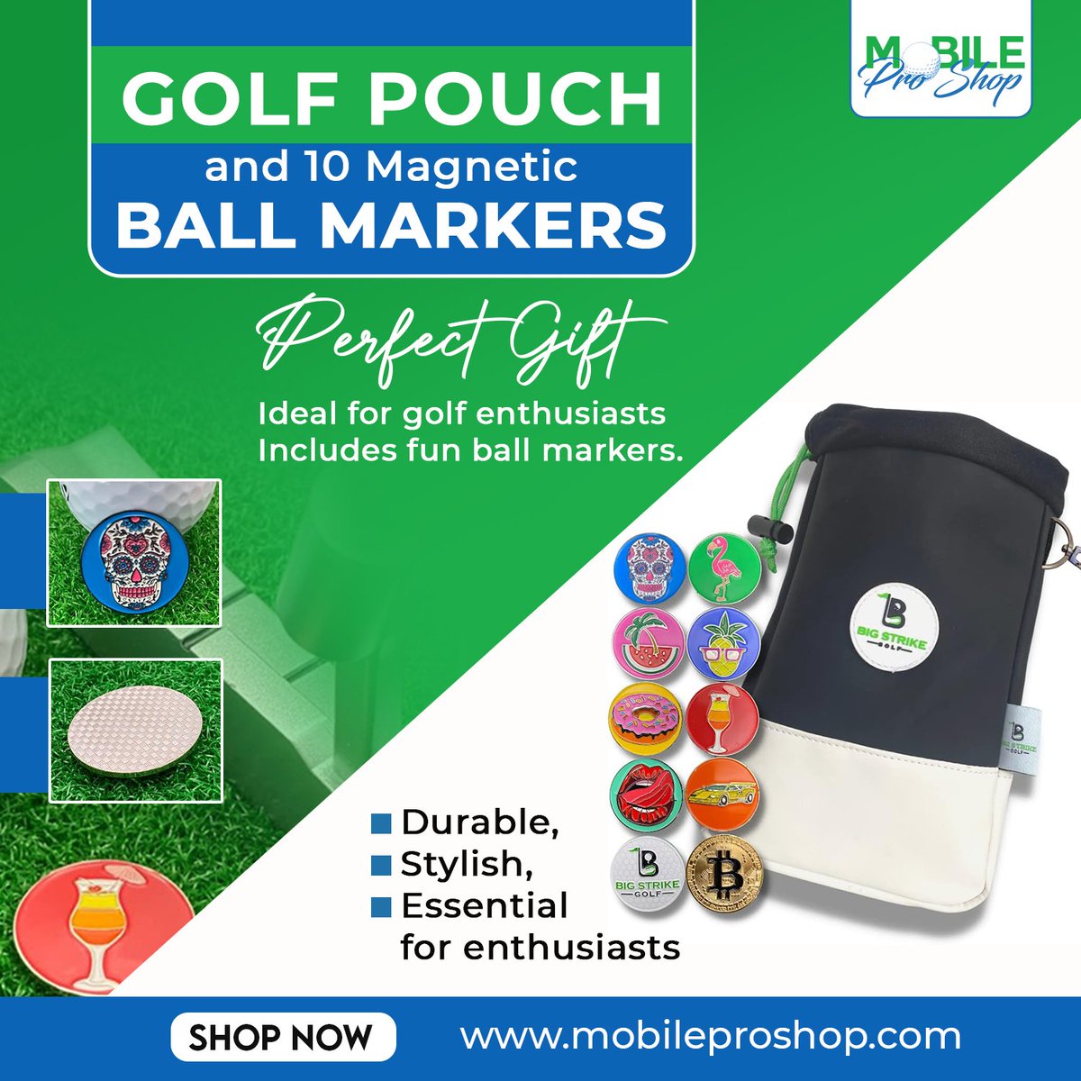 Big Strike Golf - Golf Pouch and 10 Magnetic Ball Markers. Bright, Fun Colorful Ball Markers. Golf Accessories Top Pick. (Golf Pouch + 10 Magnetic Ball Markers)
#BigStrikeGolf #GolfPouch #MagneticBallMarkers #GolfAccessories #StylishMarkers #GolfGear #OrganizedGolfer