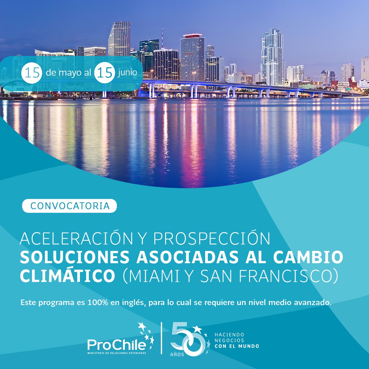 🌎Se acerca el primer Programa de mentoría y misión comercial del sector de servicios y soluciones tecnológicas que generan beneficios al cambio climático en la ciudad de Miami y San Francisco. No dejes pasar esta oportunidad e inscríbete➡️ bit.ly/3UoxWHN