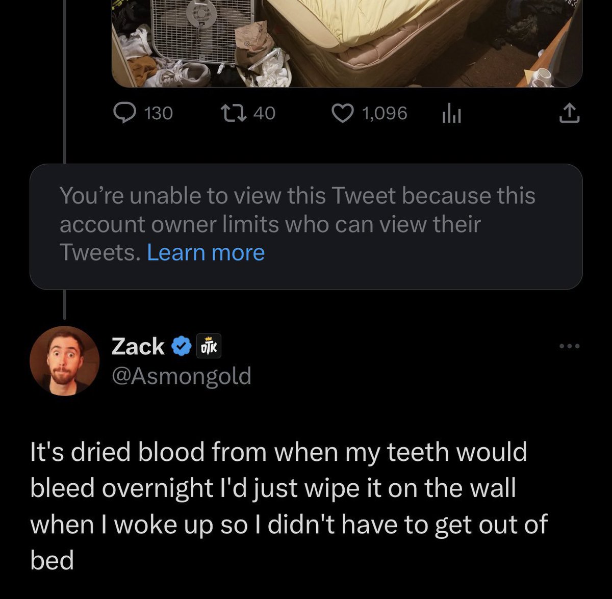 Reminder that this dude is famous for smearing tooth blood on his bedroom wall