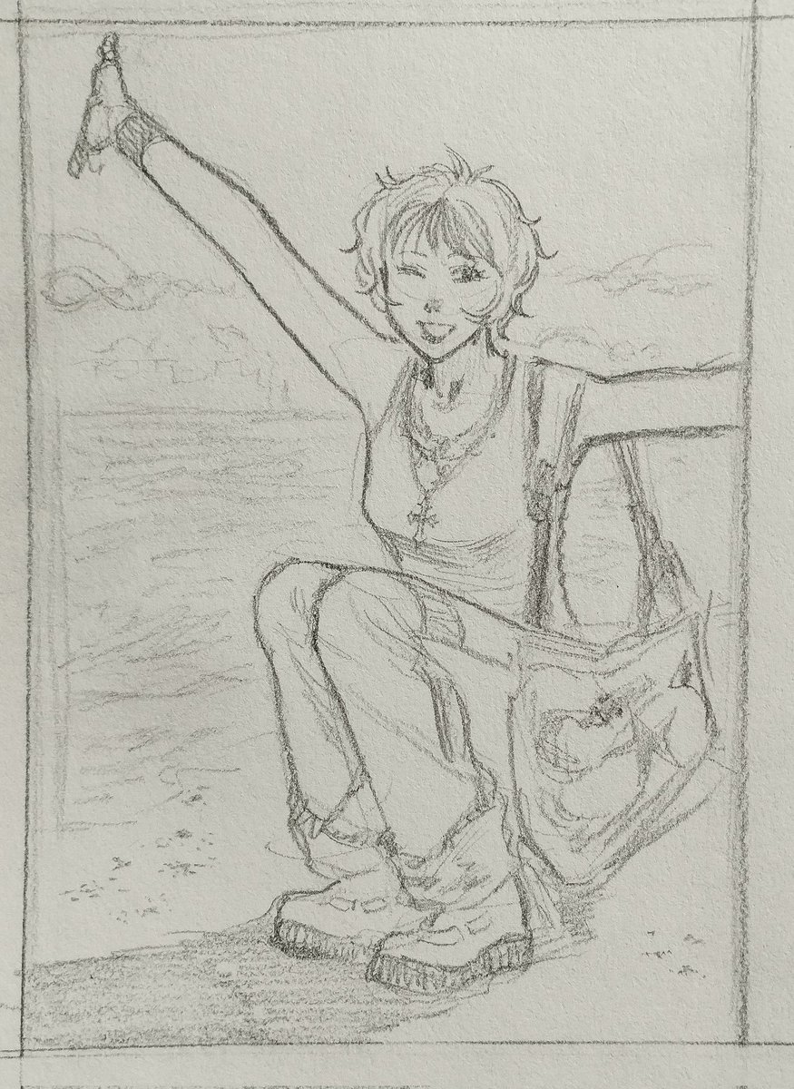 Boceto de Madeline en la orilla