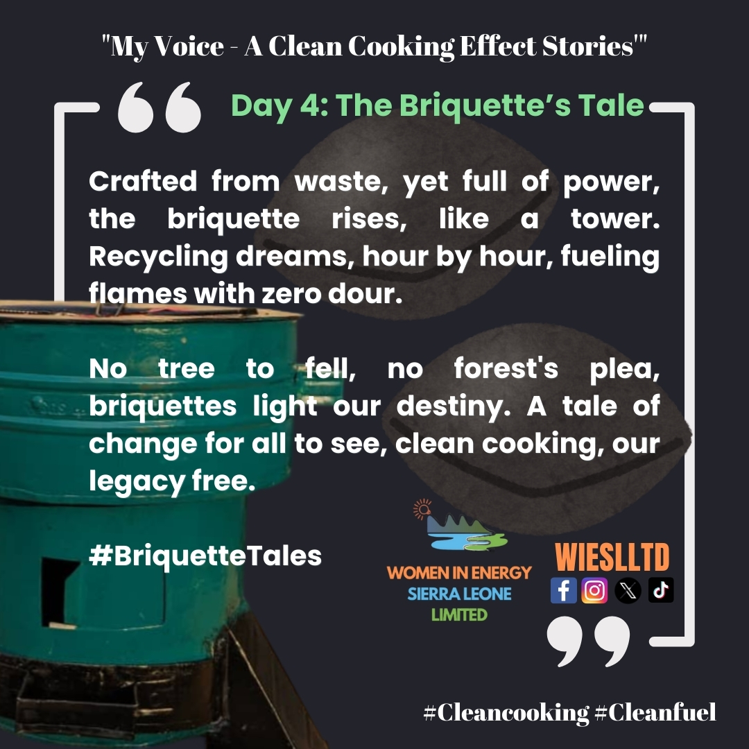 The Briquette’s Tale: A Sustainable Solution

Day 4 introduces 'The Briquette’s Tale,' offering cleaner energy from waste. Join us in championing #BriquetteTales for #CleanCooking and #CleanFuel, supported by #WIESLLTD. 

Together, let's shape a greener future.