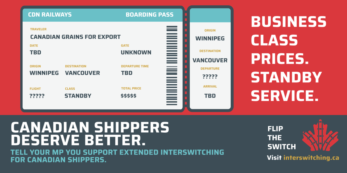 Extended interswitching creates railway competition. To compete, Canadian railways must deploy more resources and hire more people right here in Canada.

Read more about the campaign:
#cdnpoli #fliptheswitch
interswitching.ca