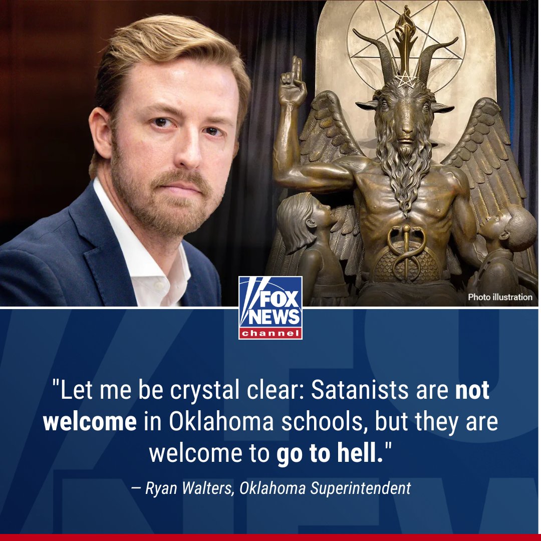 NOT TODAY, SATAN! Oklahoma's superintendent delivered a fiery response to The Satanic Temple after the organization said they would place ministers in public schools if a proposed bill becomes law. Why he won't make a deal with the devil: trib.al/EEun2ZF