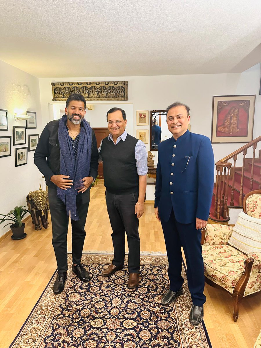 Indian Sports Legend Rohan Bopanna felicitated by the Indian Ambassador to Spain Dinesh Patnaik and Businessman Amit Sawnhey
