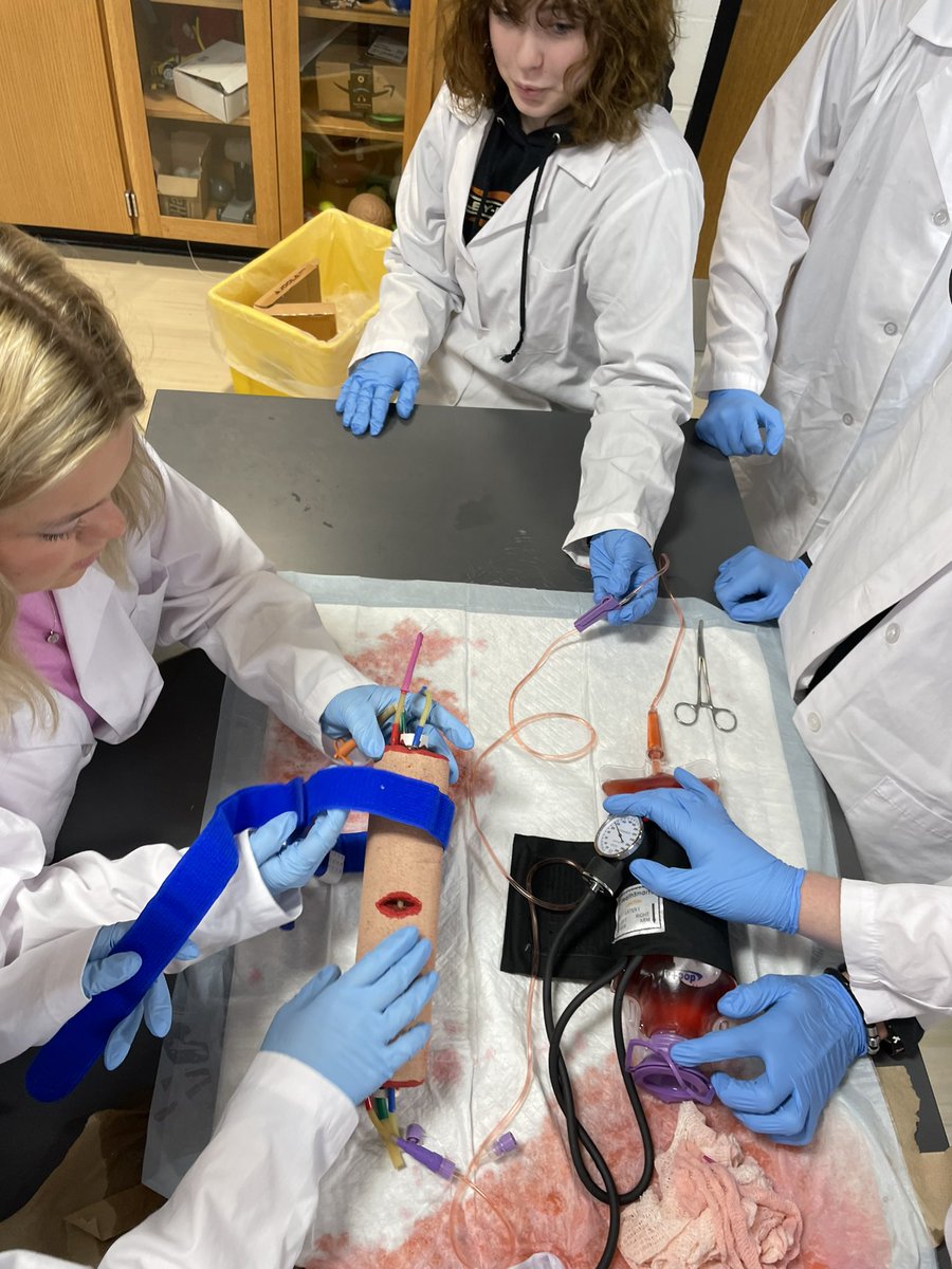 BioMed: Control Bleeding Activity.  Every year a student favorite.  Teamwork and applying transferable skills while learning the science.  Another great PLTW activity.