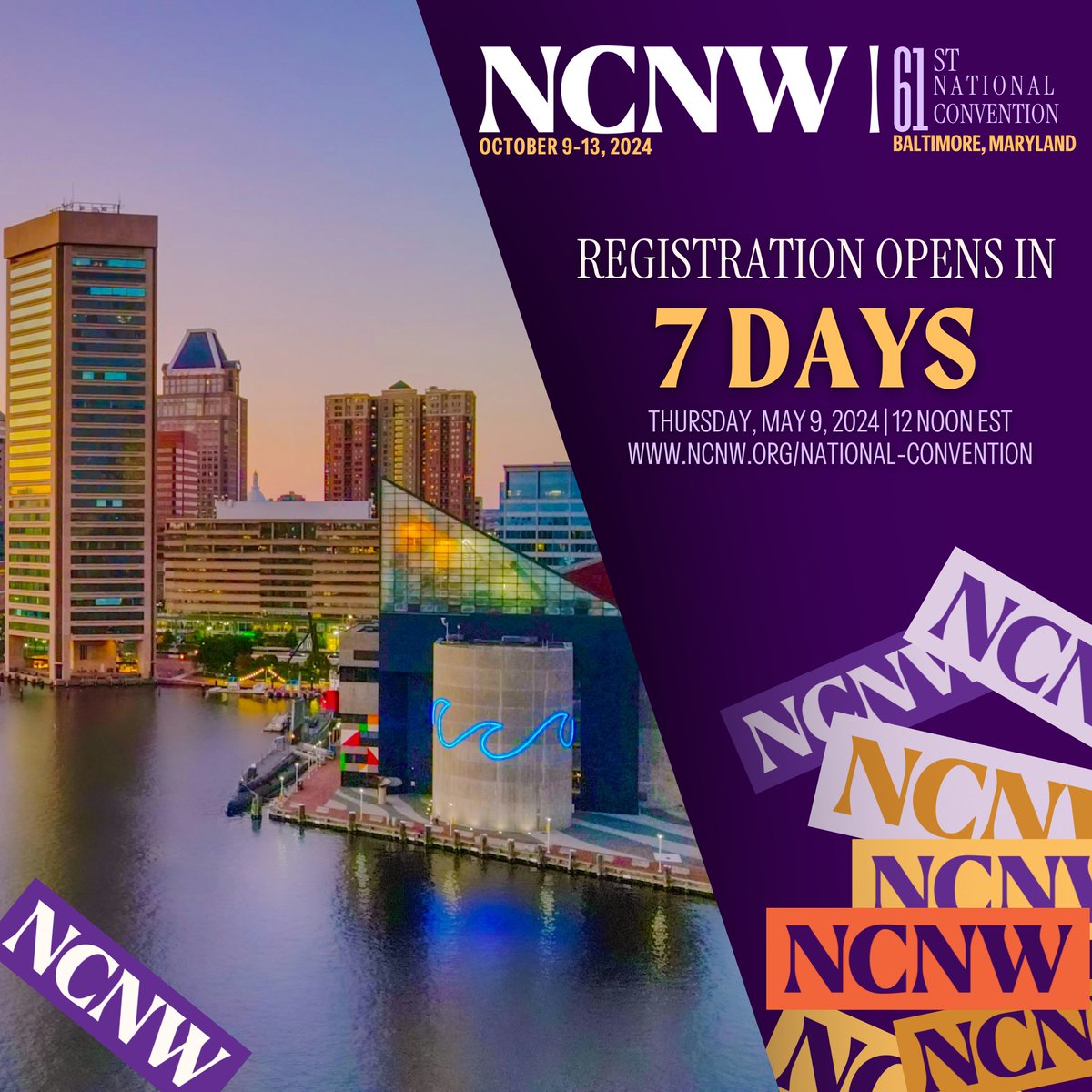 We are looking forward to seeing everyone at our 61st National Convention! Mark your calendars—registration opens in just 7 days! Stay tuned for updates and join us for an unforgettable event. #NCNWStrong #PurplePower🟣