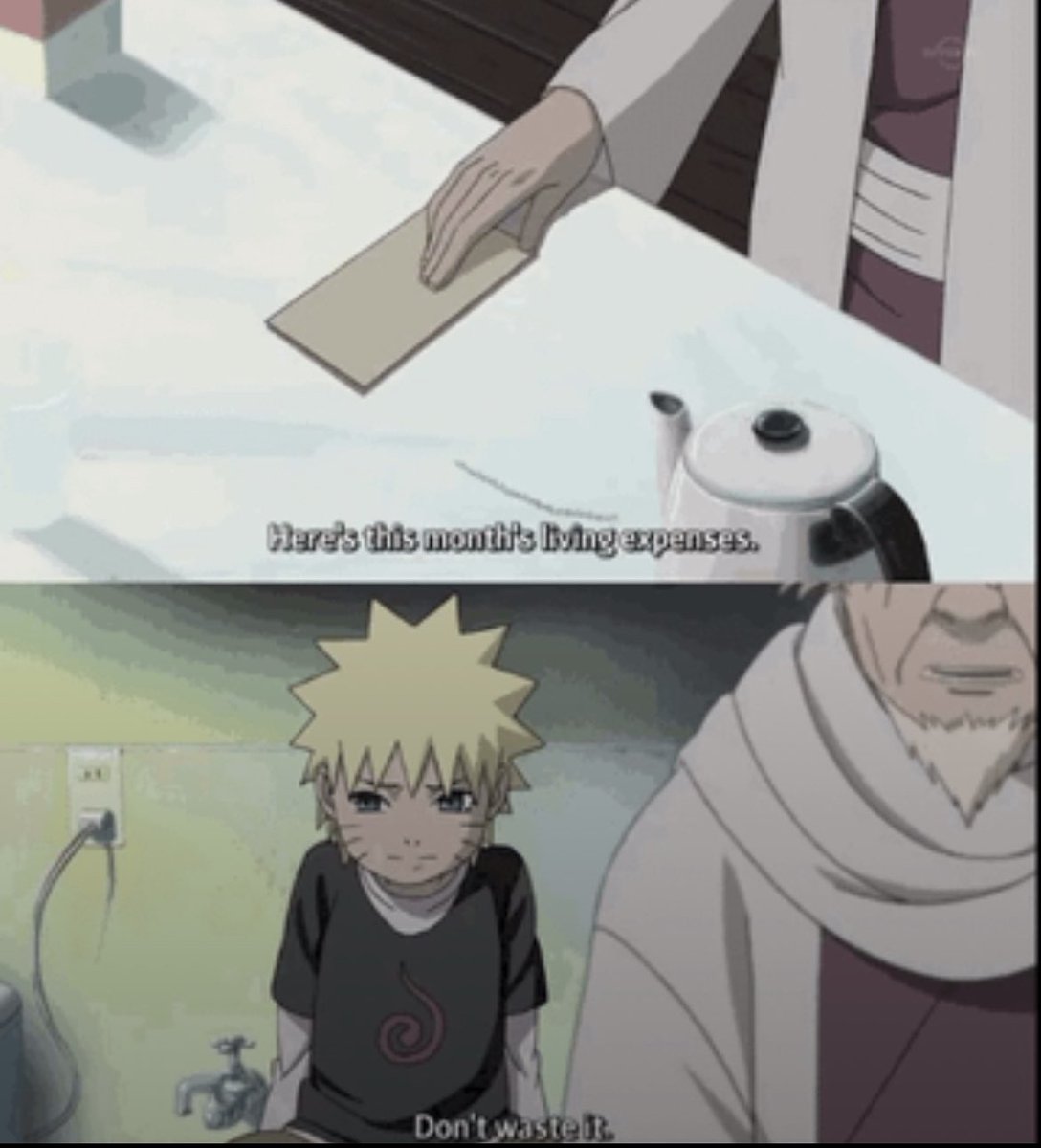 Naruto had to rent-budget plan at the age of 7 because of the Third Hokage😭