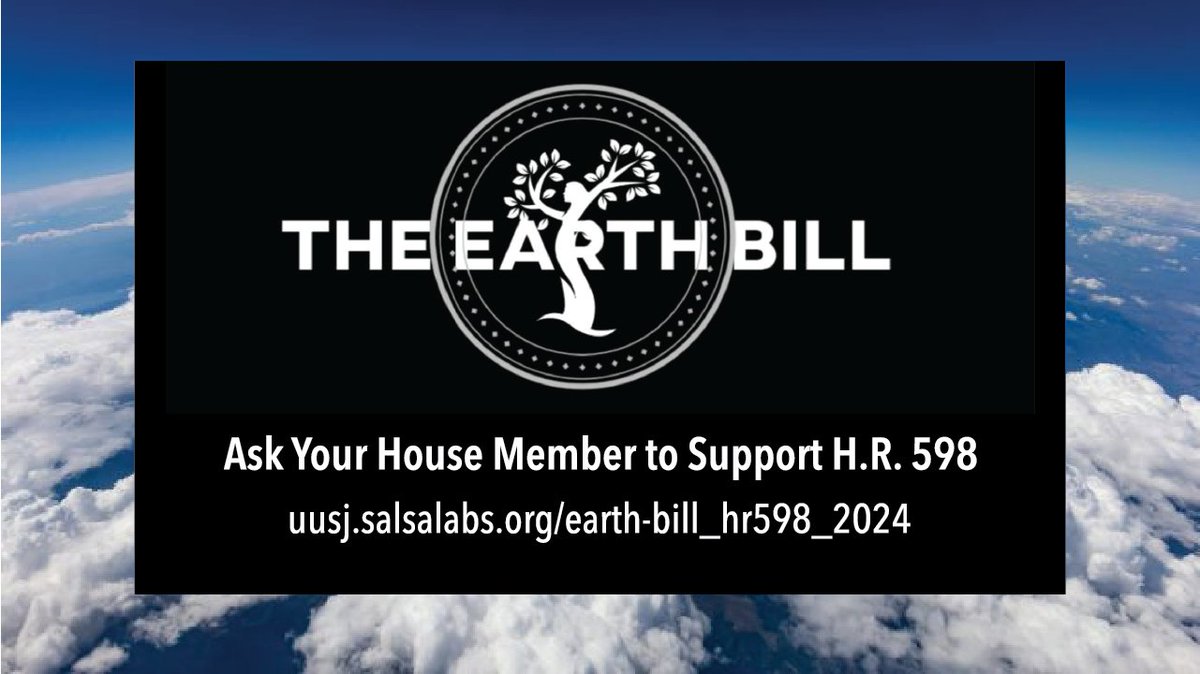 #UUTwitter, Ask Your House Member to Support H.R. 598, The Earth Bill, which takes three pillars approach to achieve: A. 100% Renewable Electricity from Utilities by 2030. B. 100% Electric Vehicles by 2030. C. 100% Regenerative Agriculture by 2030. bit.ly/EarthBill2024