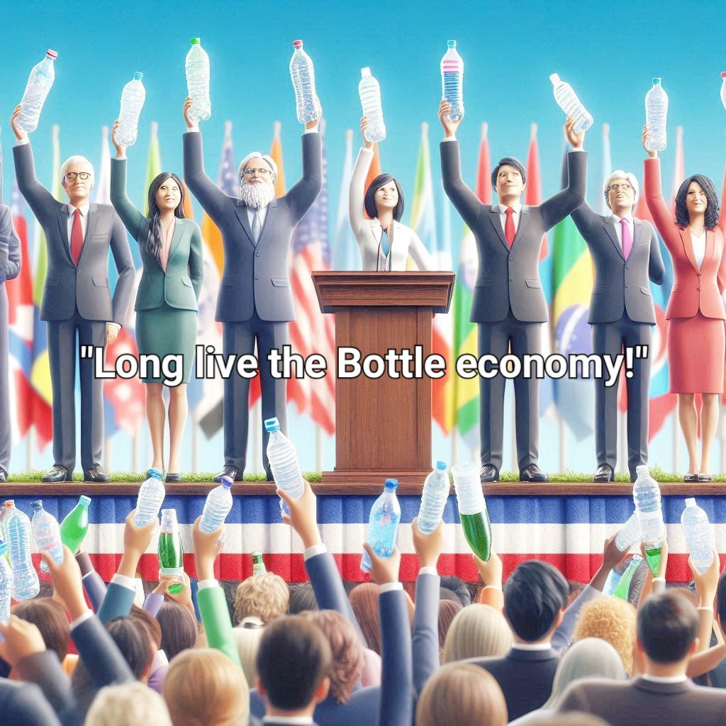 Prompt : politicians cheering with plastic bottles
#BingCreator #environment
#PlasticWaste #MicroPlastic
Dear Politicians. Please make it clear if you are members of the Plastic party or not.