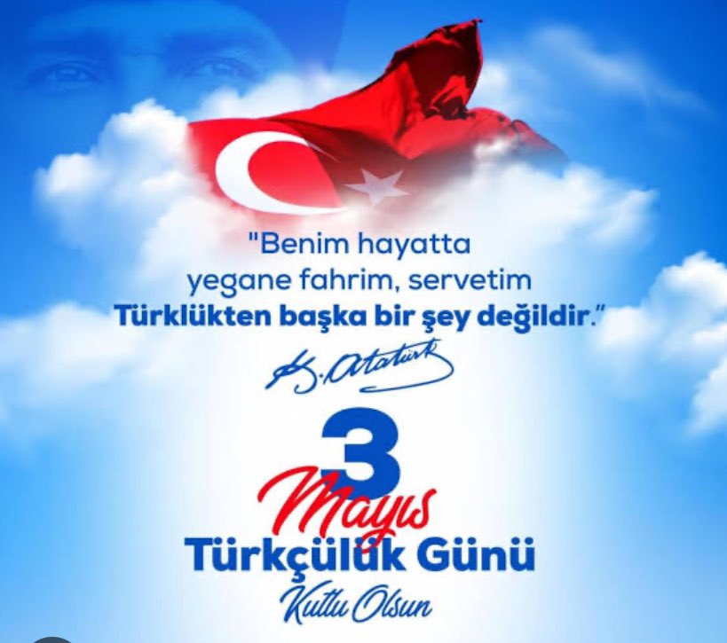 Dünyadaki tüm TÜRK lerin ve kendini Türk hisseden herkesin 3 Mayıs Türkçülük gününü kutlarım NE MUTLU TÜRKÜM DİYENE 🇹🇷🇹🇷🇹🇷🇹🇷🇹🇷🇦🇿🇦🇿🇦🇿🇦🇿🇦🇿