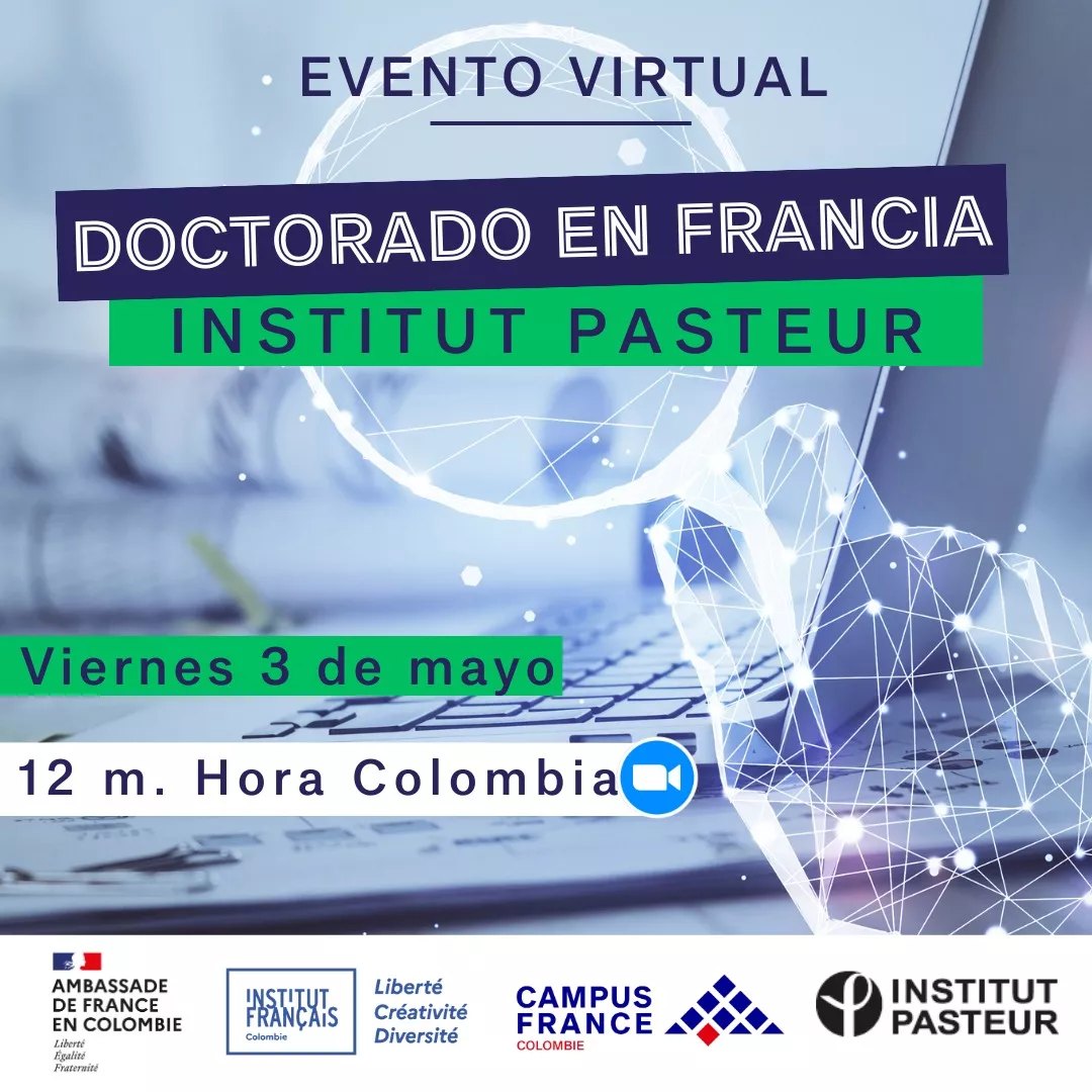 ¡Mañana! Descubre el @institutpasteur con @CampusFranceCol ✨✨Tendremos la participación de 2 estudiantes de #doctorado que nos hablarán de sus experiencias. ⏰ 12 m. (Hora Colombia) VIA ZOOM 🖥️ us06web.zoom.us/webinar/regist…