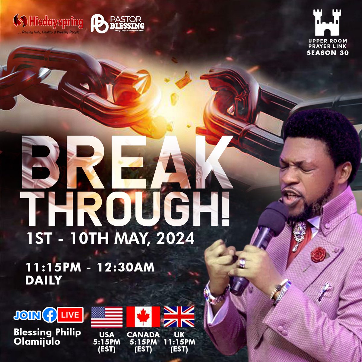 UPPER ROOM PRAYER LINK, Day 2 is #Live 🔥🔥 Click, connect, and pray 🙏 along with your fellow brethren facebook.com/share/v/MwZefq… #breakthrough #May2nd #prayerworks #JesusIsLord
